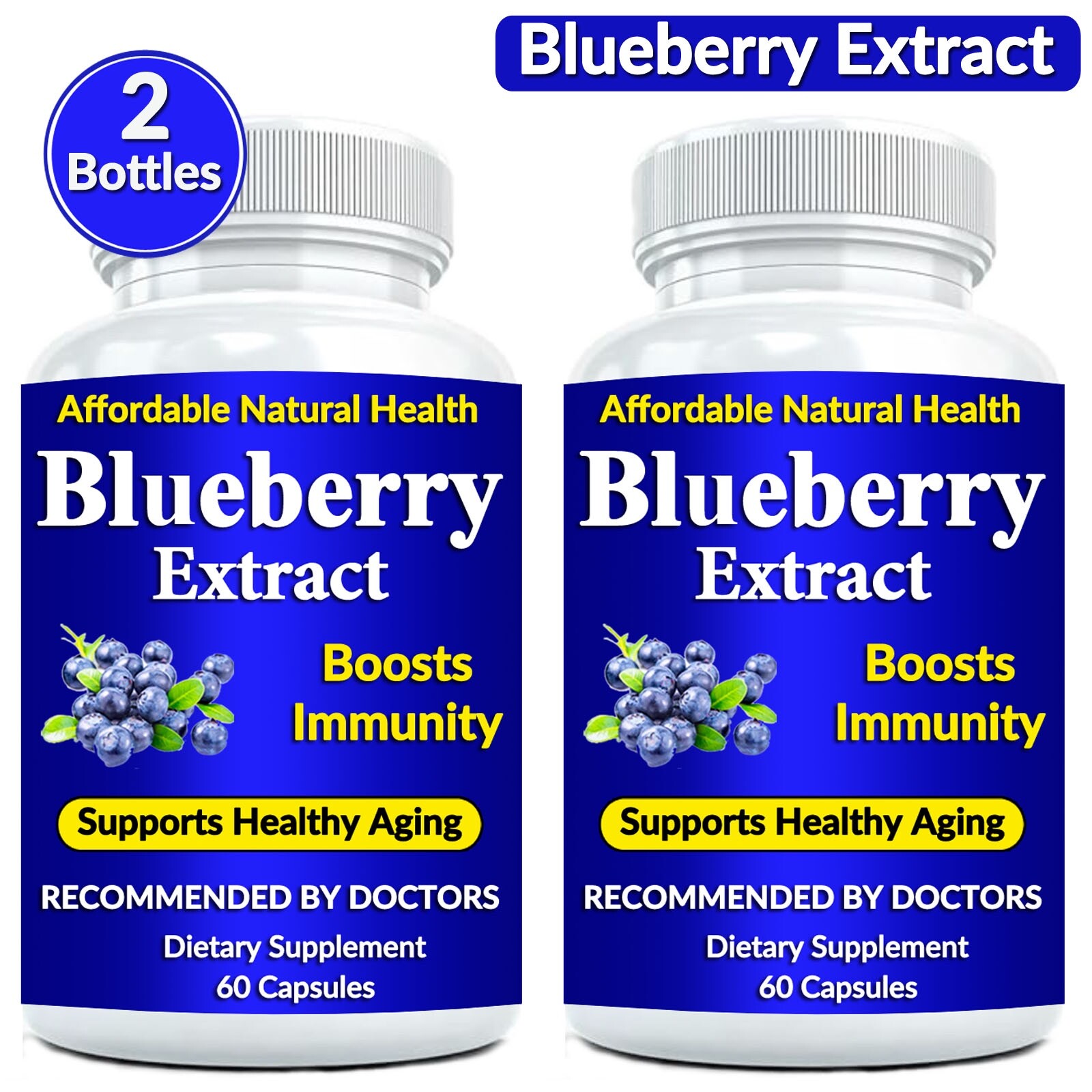 Wild Blueberry Extract Whole Fruit 10,000 mg Strength NON-GMO/Gluten 120 Count