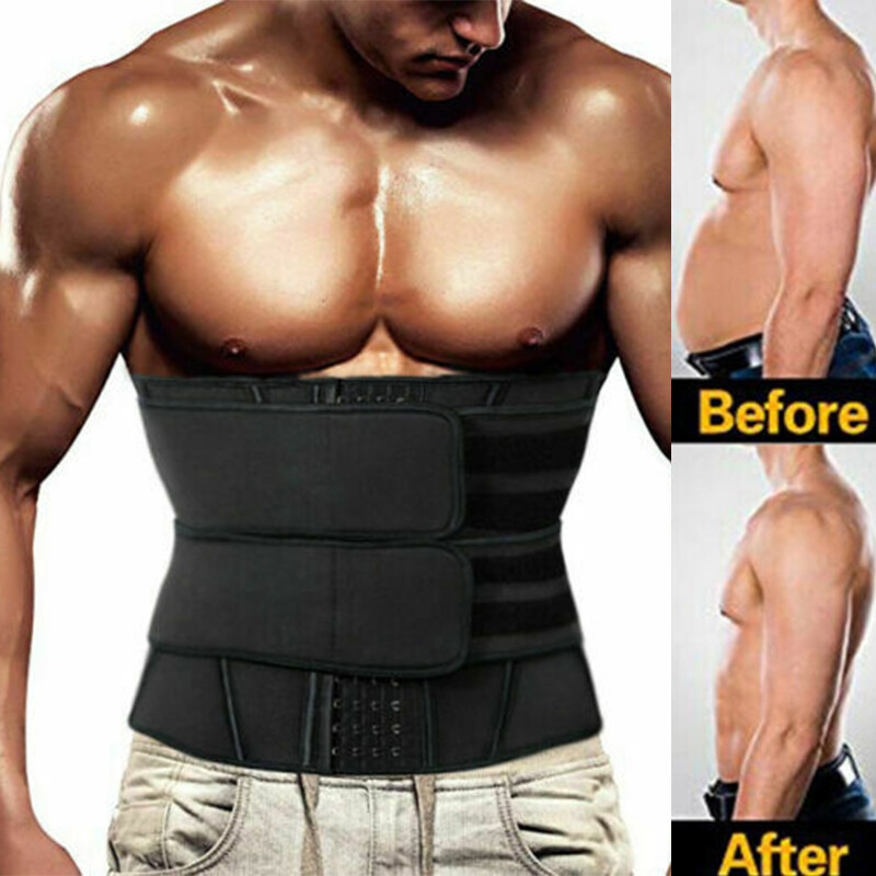 Men’s Abdomen Fat Burner Belly Compression Body Shaper Waist Trainer Sweat Belt