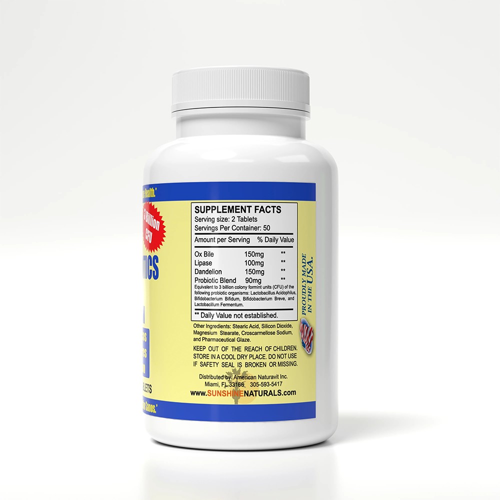 Sunshine Naturals Super Probiotics Supplement. Improves Digestion. 100 Capsules