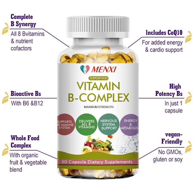 2 Packs Vitamin B Complex with B1, B2, B3, B5, B6, B12 – Natural High Potency-US