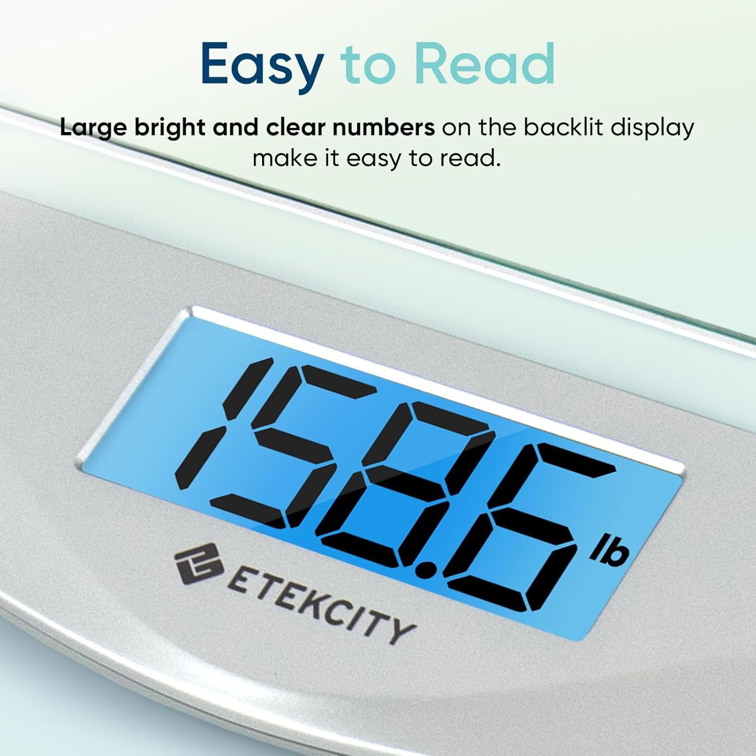 Digital Bathroom Scale 400LB Tempered Glass Blue LCD Display