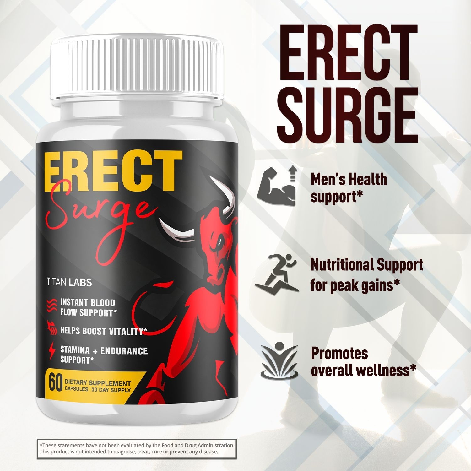 (5 Pack) Erect Surge Advanced Male Support Max Supplement ErectSurge 300 Capsule