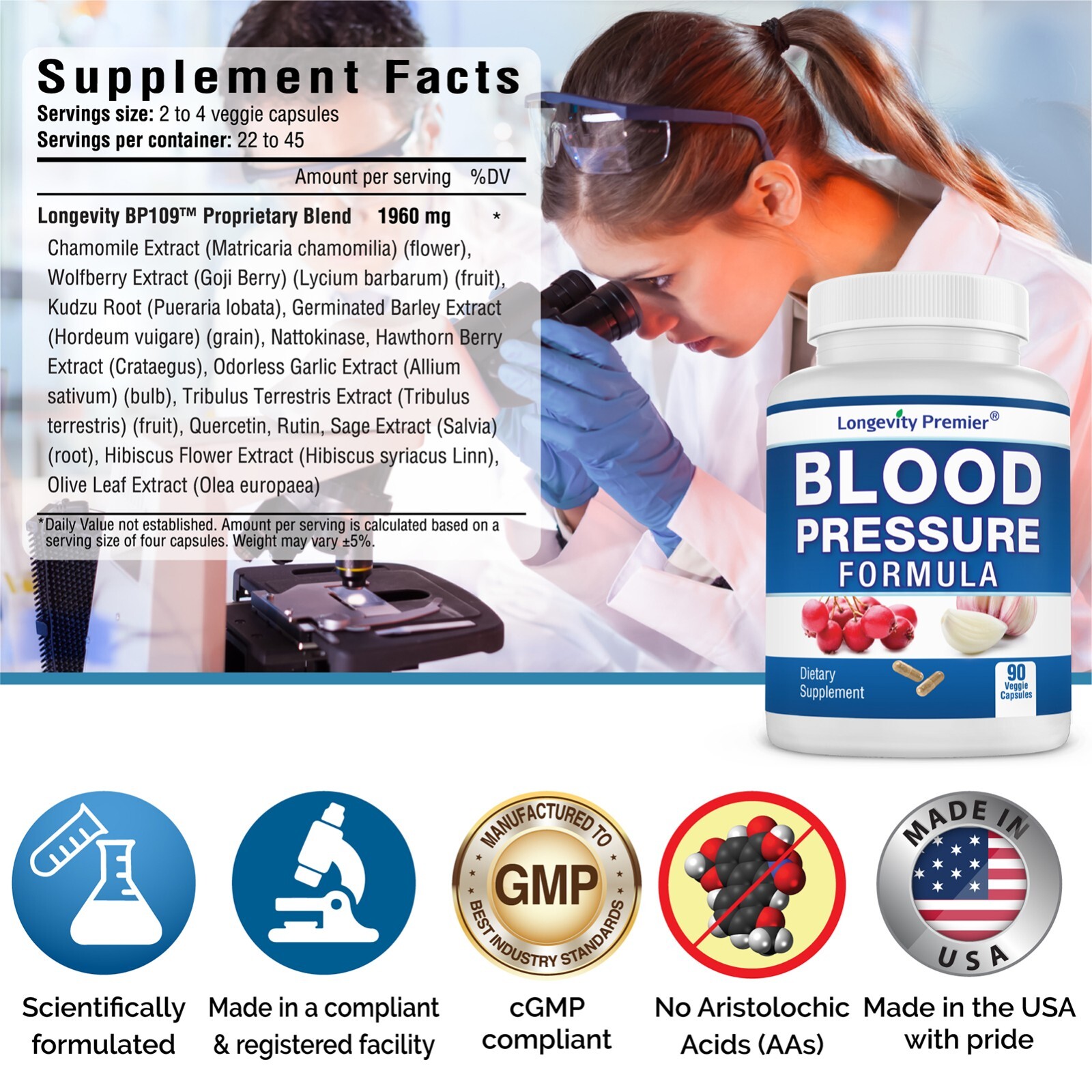 Longevity Blood Pressure Formula – Clinically formulated – With Hawthorn & 12