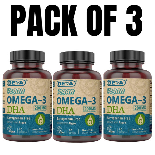 DEVA Vegan Omega-3 DHA Supplement – 90 Count (Pack of 3)