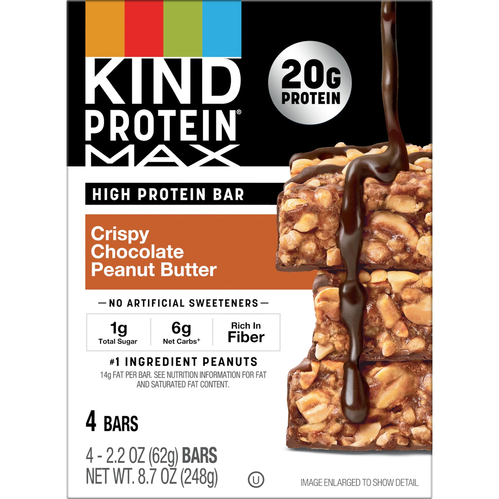 KIND, Gluten Free, Protein MAX, Crispy Chocolate Peanut Butter Protein Bars, 4 C