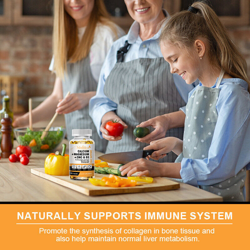 Zinc Calcium Magnesium & Vitamin D Complex Supplement Bone Muscle Immune Support