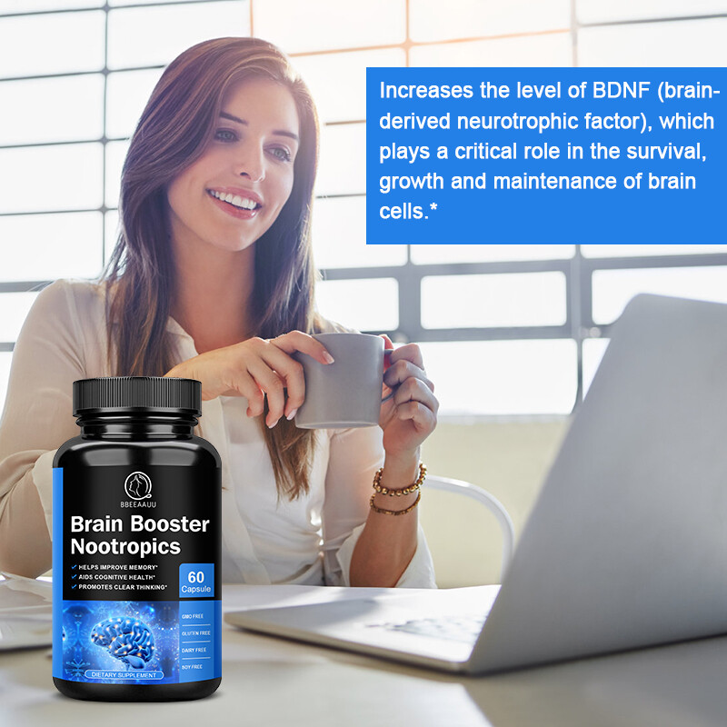 Brain Booster Nootropic Capsules Improve Memory,Focus,Clarity,Mood Support 60Pcs