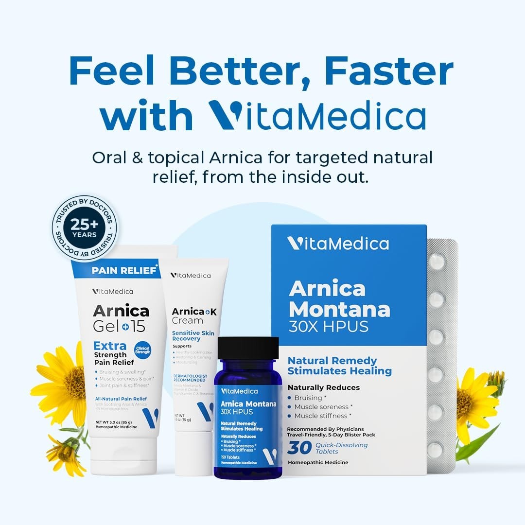 Arnica Montana Tablets & Gel Bundle – Rapid-Dissolve for Bruising, Swelling & So