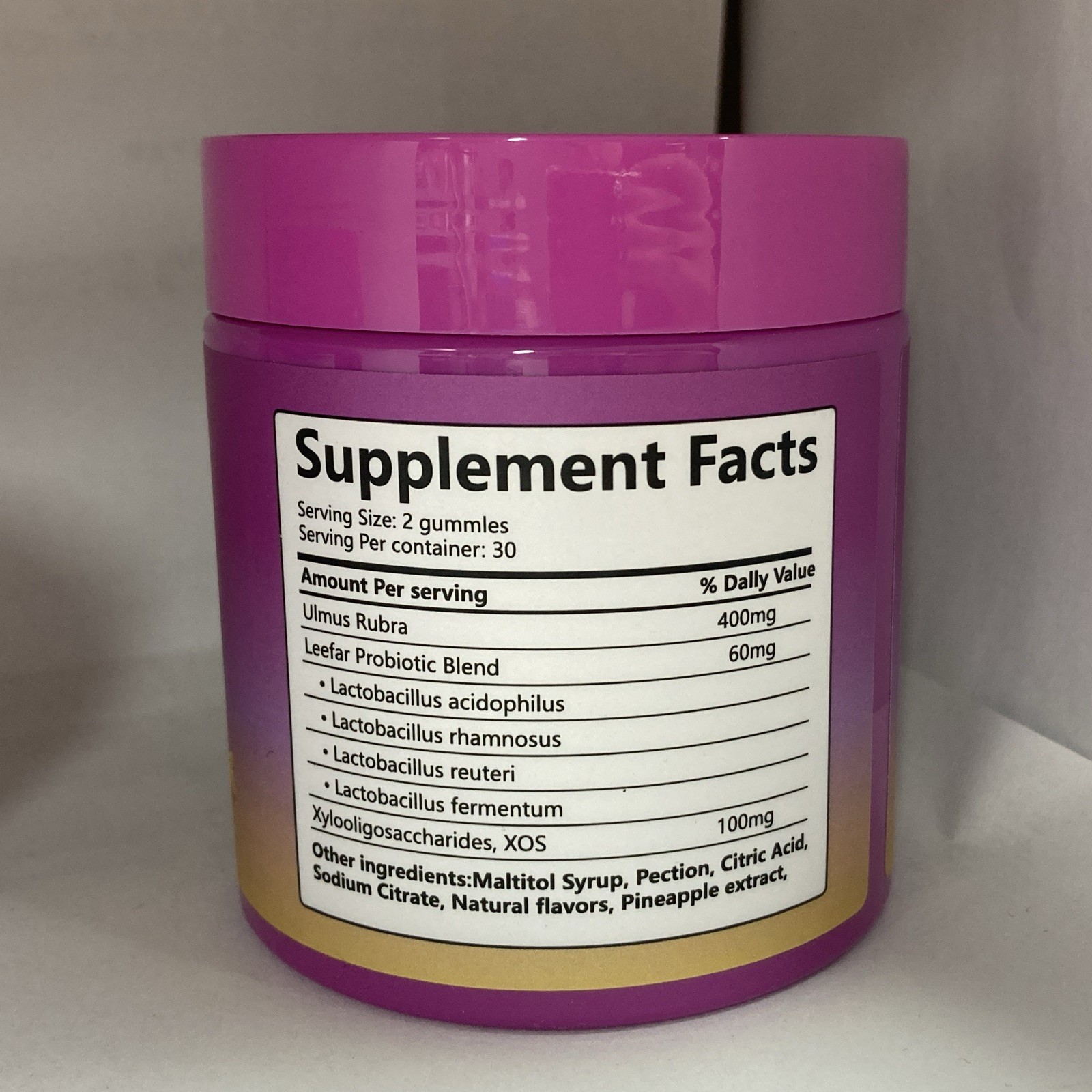 Boqiao Women’s Probiotic + Slippery Elm Pineapple Gummy, Digestive, 60