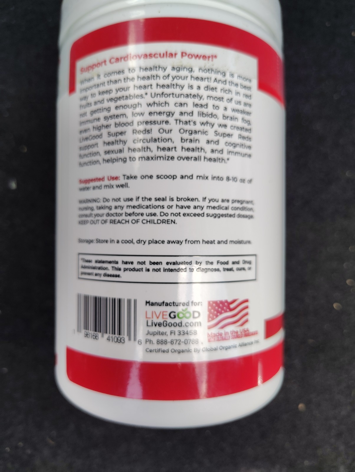 LIVE-GOOD Reds, Organic, Superfood, Detox, Purify 1 Bottle Organic Super Reds