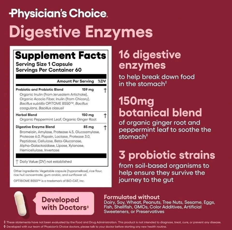 Physician’s Choice 60 Billion Probiotic & Digestive Enzymes Bundle USA SELLER-+