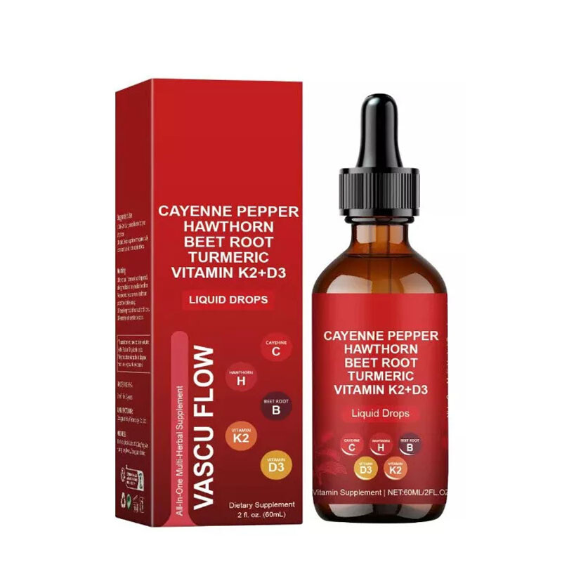 Pepper Cayenne Hawthorn Beet Root Turmeric Vitamin K2+D3 Liquid Drops 60ML ~US