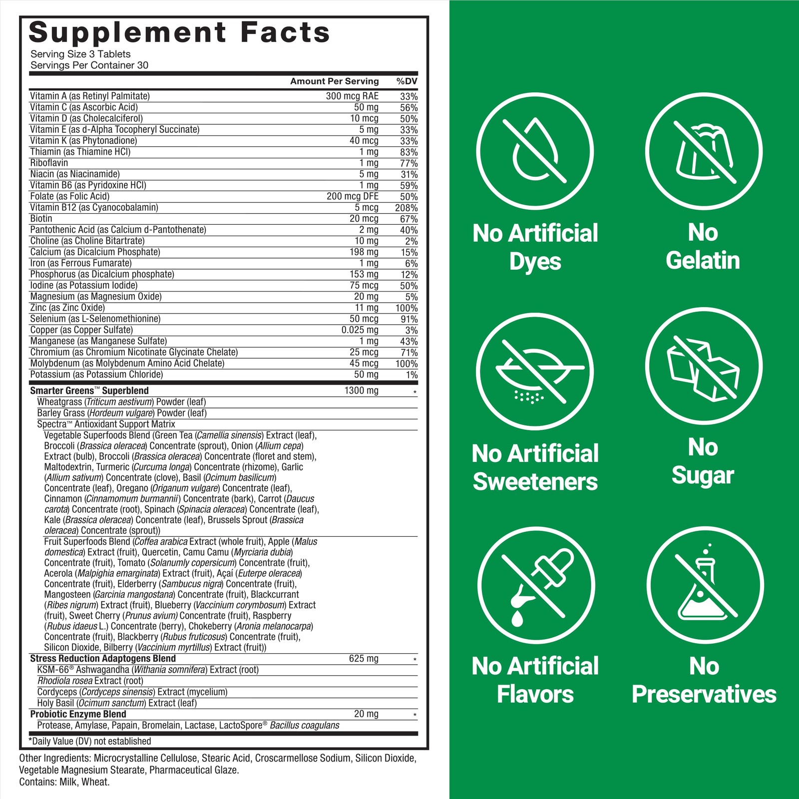 FORCE FACTOR Smarter Greens Tablets, Greens Supplement with 25+ Superfoods an…