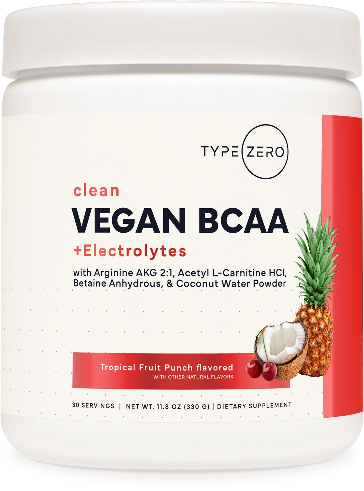 Ultra Clean Vegan BCAA Powder + Electrolytes (Tropical Fruit Punch | 6G) 2:1:…