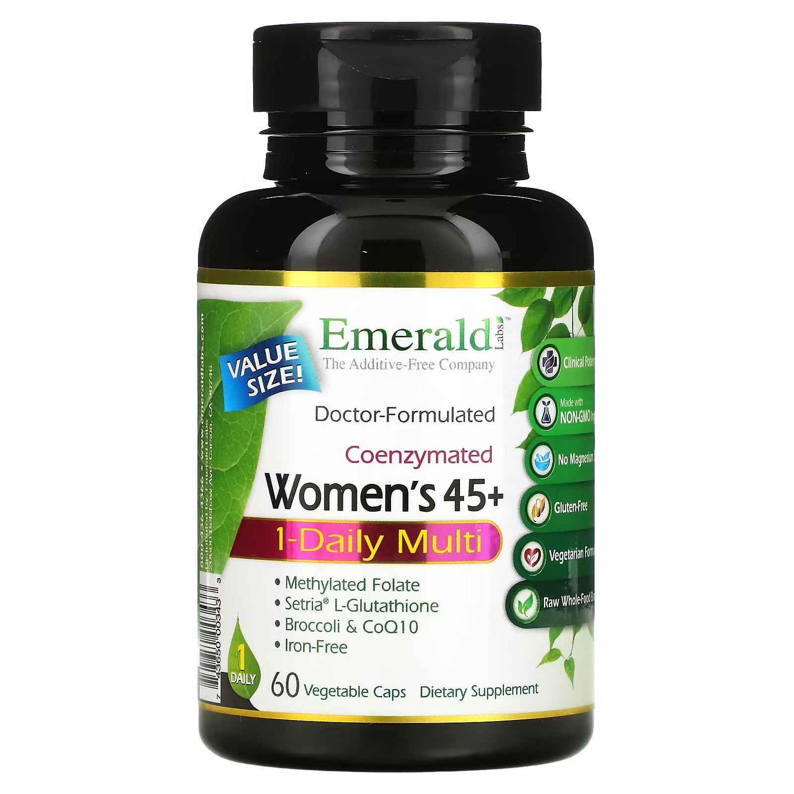 2 X Emerald Laboratories, Coenzymated Women’s 45+ 1-Daily Multi, 60 Vegetable Ca