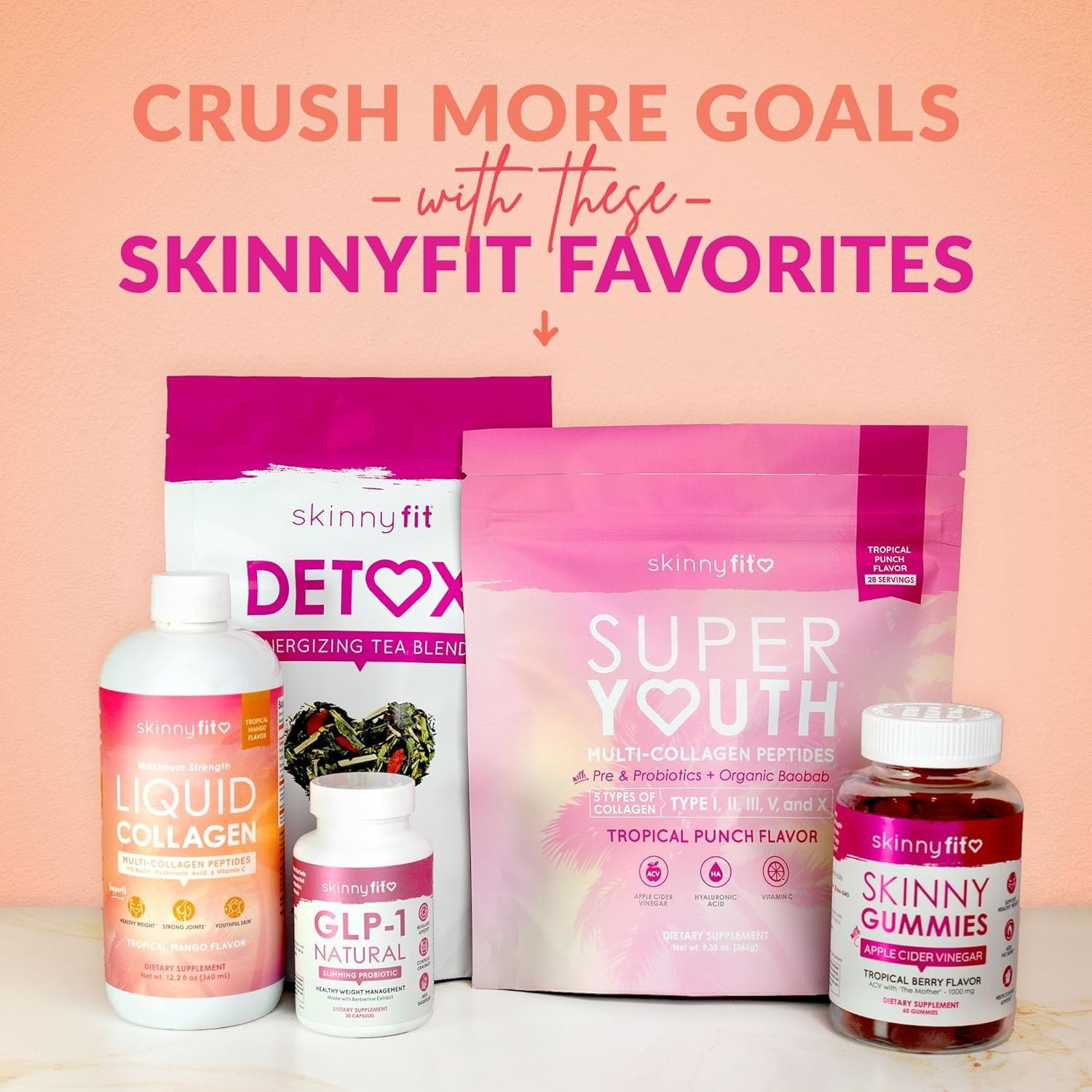 SkinnyFit Super Youth Multi-Collagen Peptides Tropical Punch 28 Servings