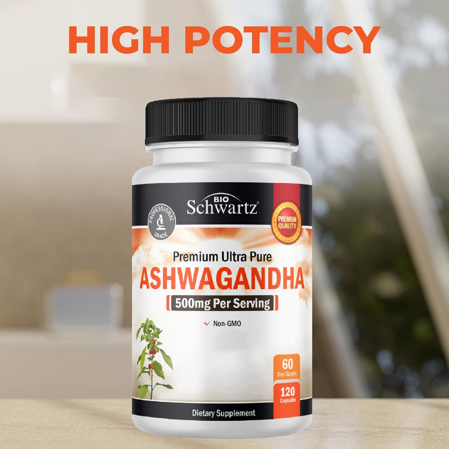 BioSchwartz Ashwagandha Supplements – Extra Strength 120 Count (Pack of 1)