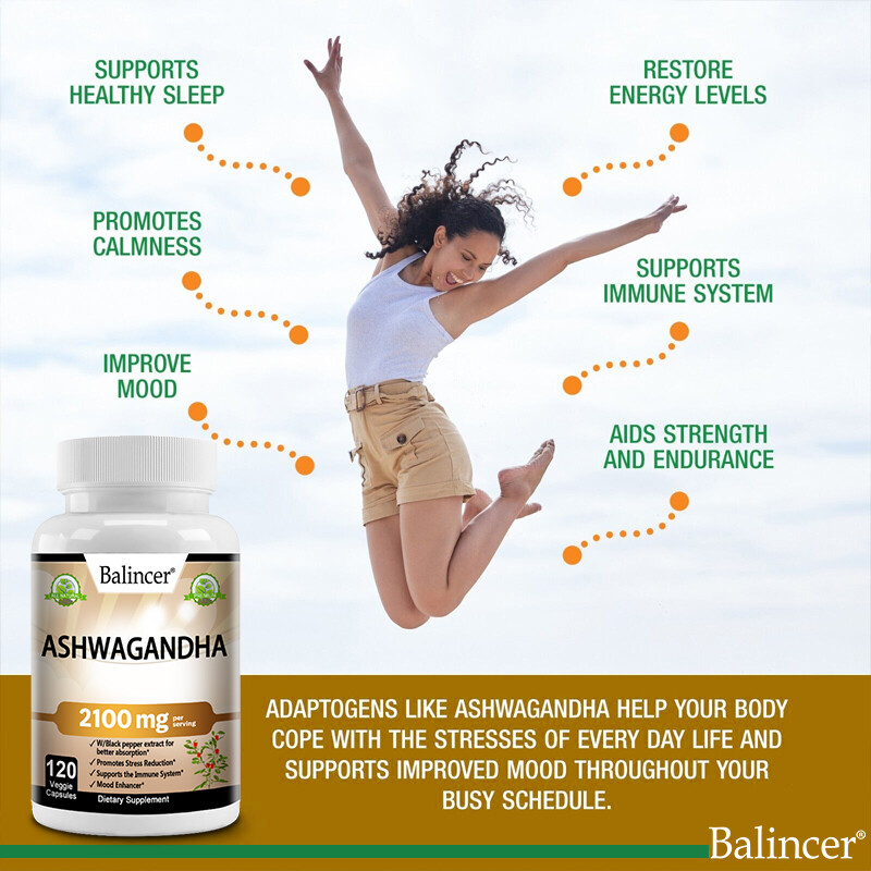 Ashwagandha Root Extract 2,100 Mg – Promotes Stress Reduction and Enhances Mood