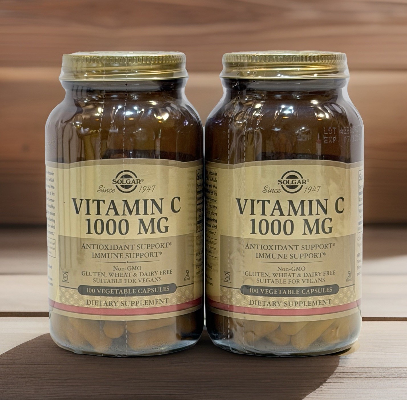 2 Pack Solgar Vitamin C 1000 mg 100 Vegetable Capsules Per Bottle. 200 Total.