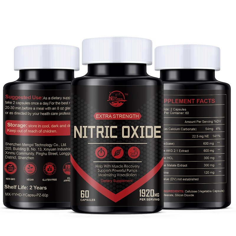 60 Nitric Oxide Booster Supplement w/ L-Arginine Premium Workout Muscle Capsule