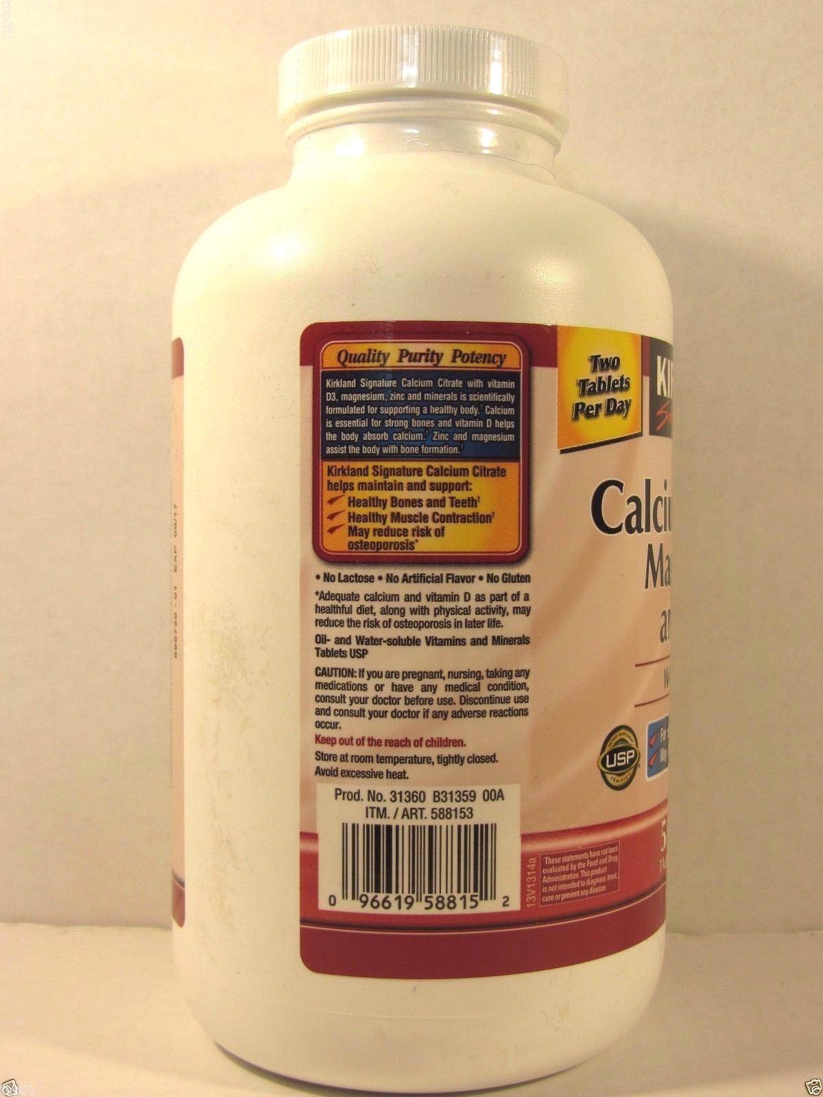 Kirkland Signature Calcium Citrate Magnesium & Zinc w/ Vitamin D3, 500 Tablets