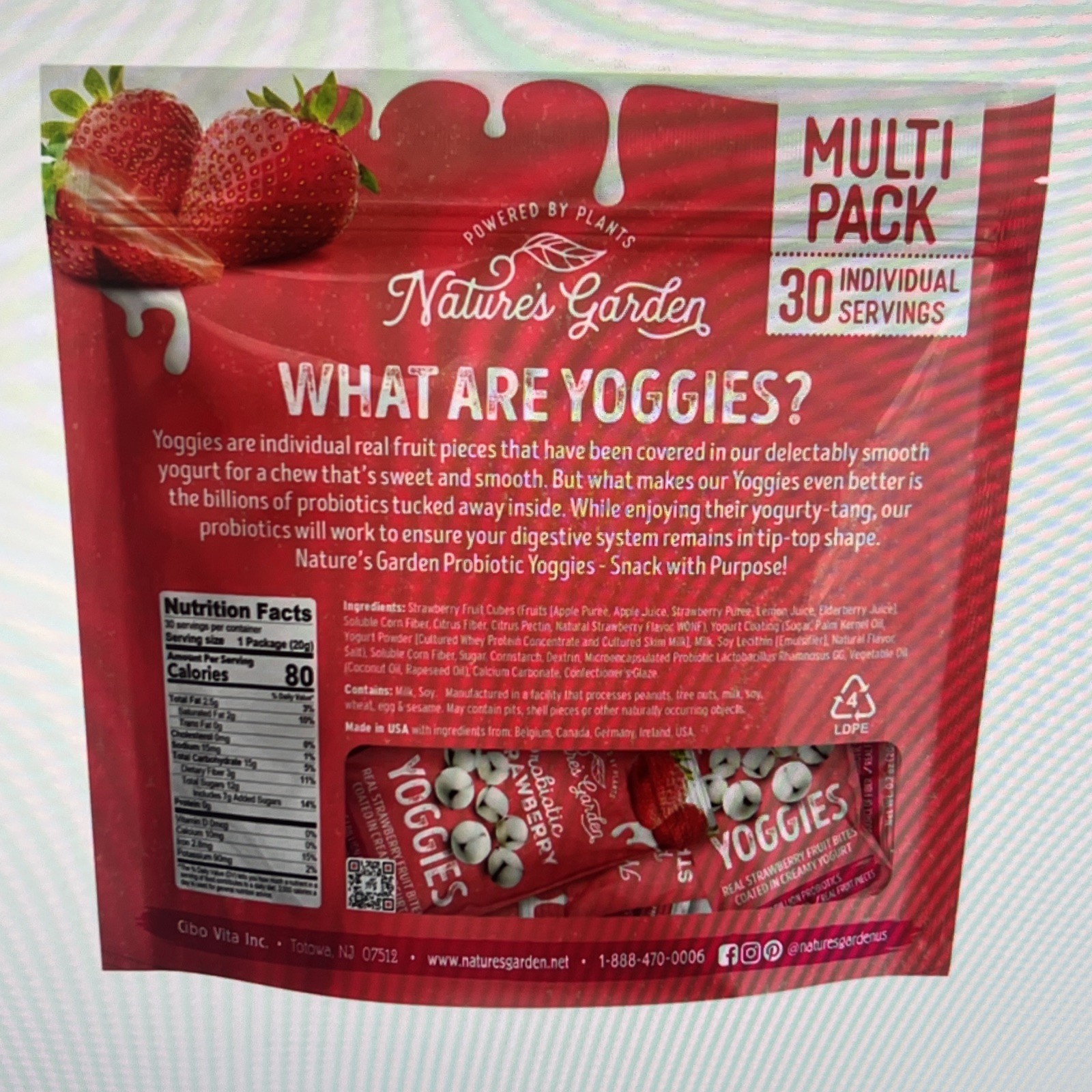 New Nature’s Garden, Probiotic Strawberry Yoggies, 0.7 oz, 30-count Bag