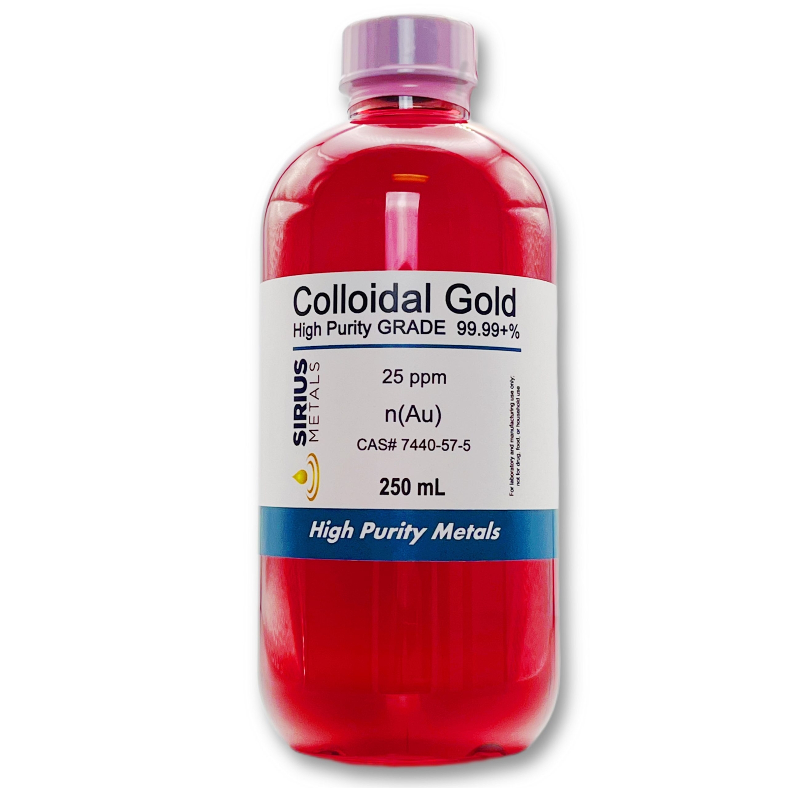 True Colloidal Gold Nanoparticles (AuNPs): 25ppm – 250mL in Plastic