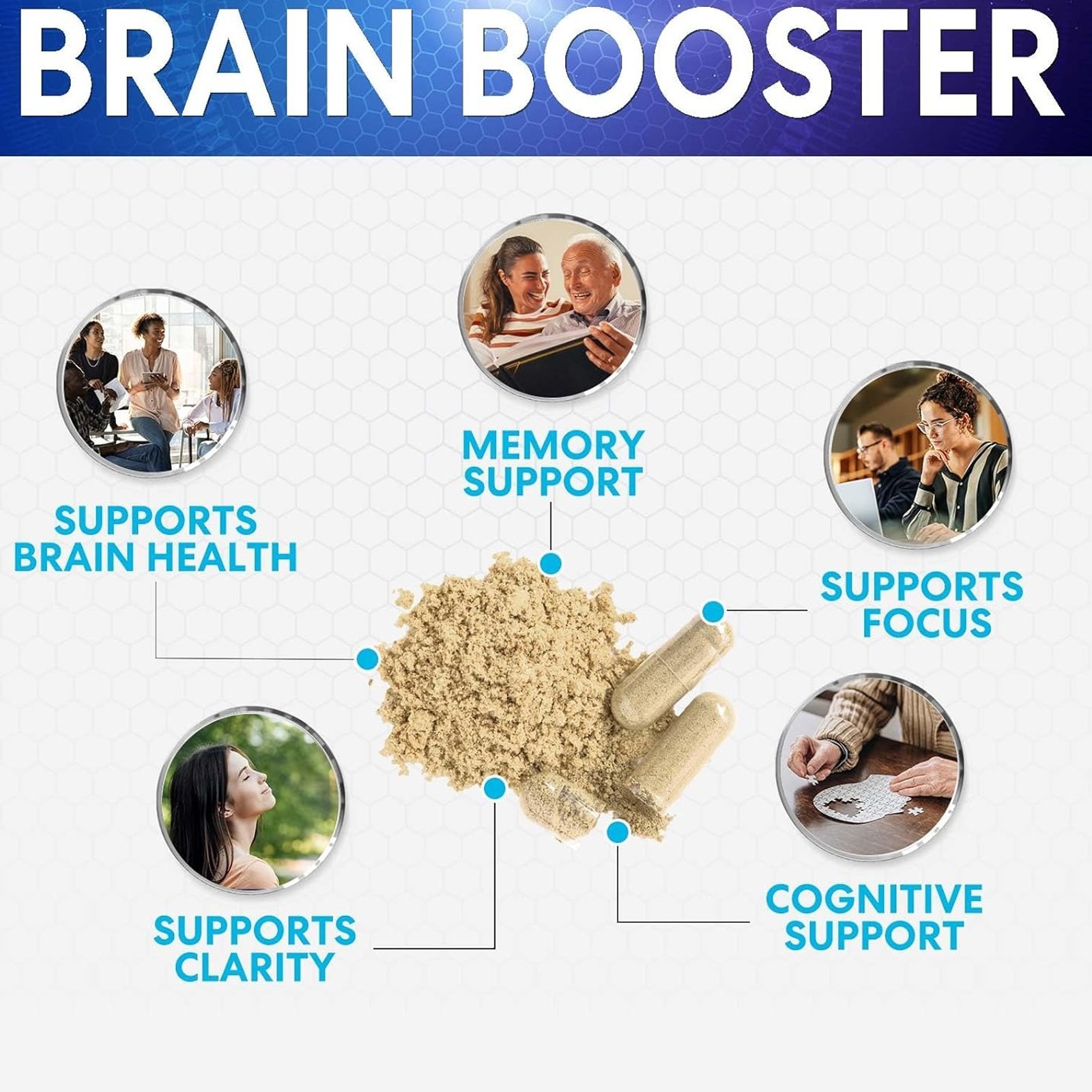 Brain & Focus 60ct, Healthy Memory Function, Clarity Nootropic Supplement USA