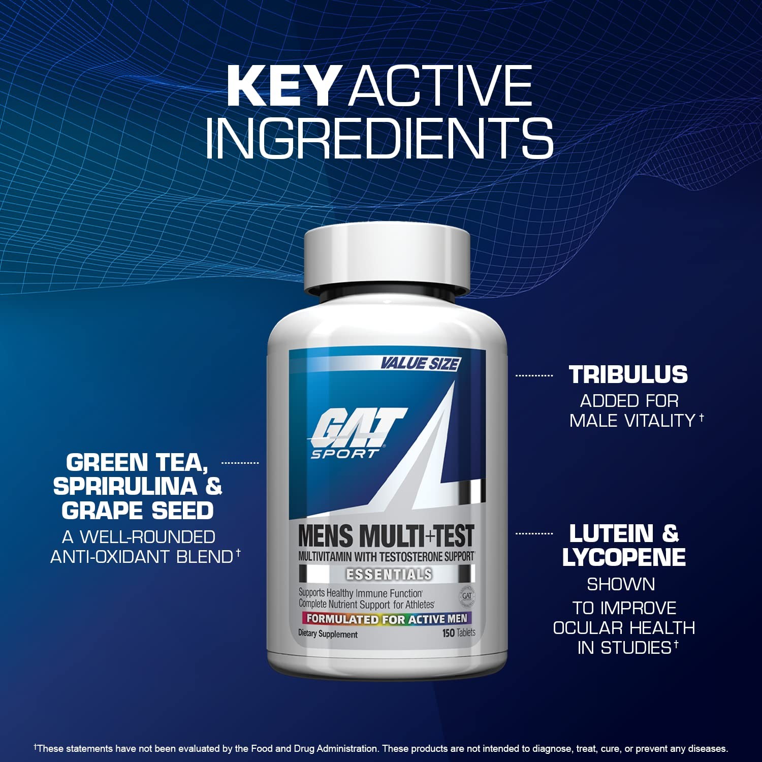 Multivitamin Tablets Men s Multi + Test Premium 150 Count GAT SPORT Mens