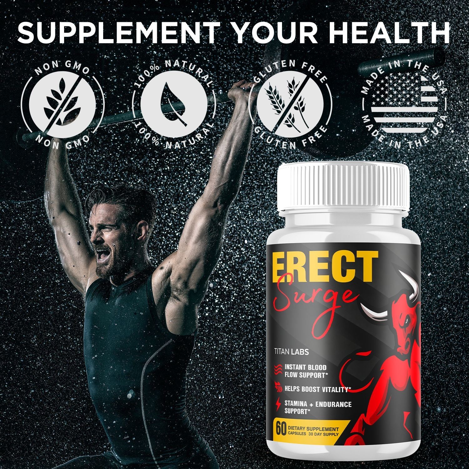 (5 Pack) Erect Surge Advanced Male Support Max Supplement ErectSurge 300 Capsule