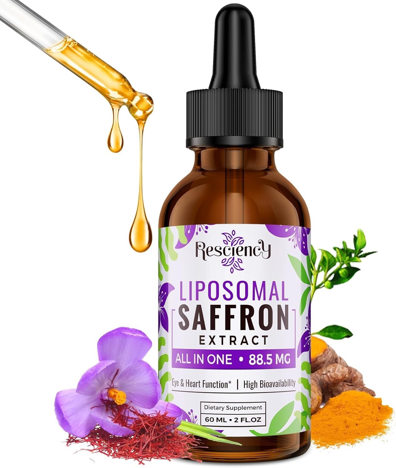 Saffron Supplements – 88.5 Mg Saffron Extract Better Bioavailability Liposomal D