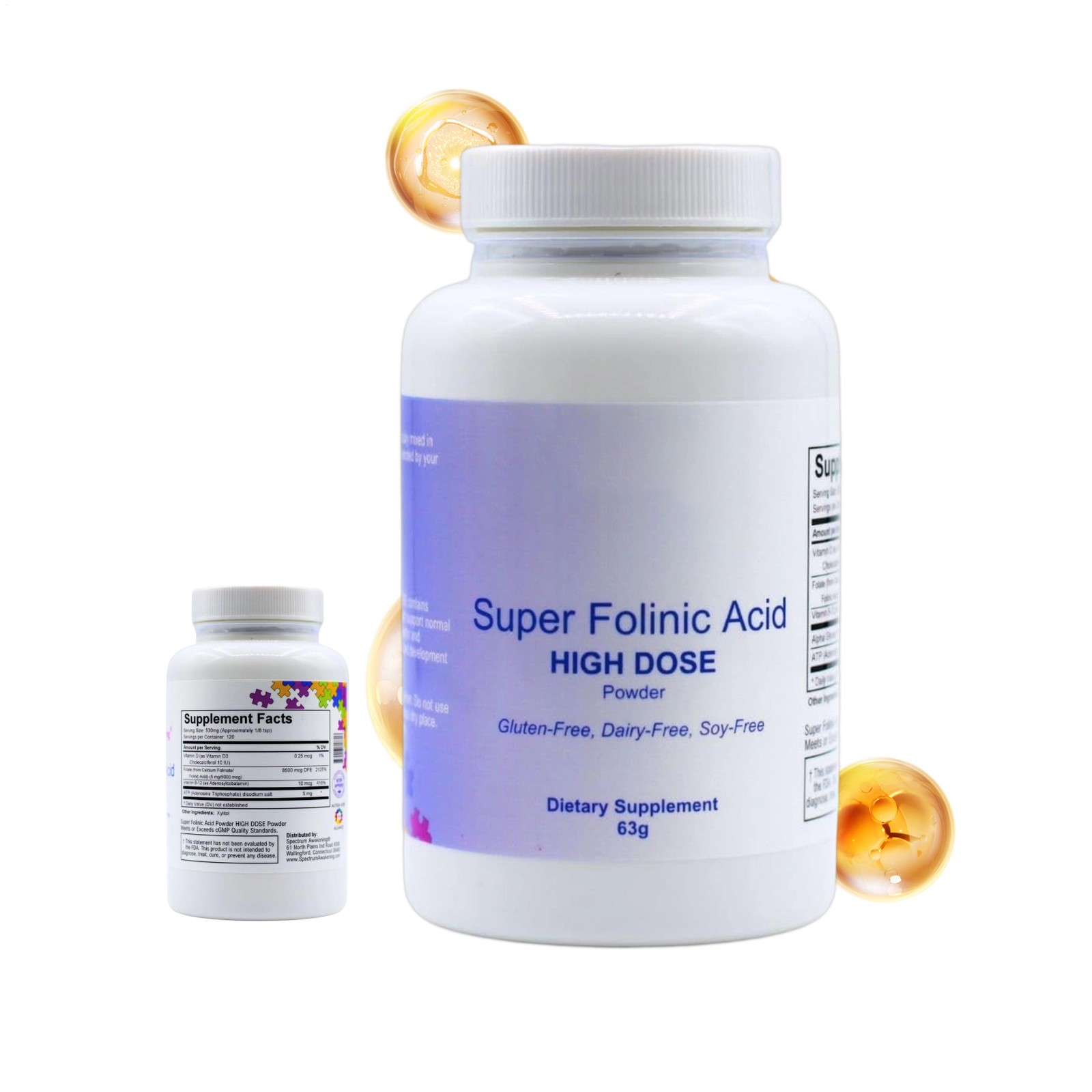 Super Folinic Acid High Gluten Powder Dose Free Dairy Free Soy Free New- 1 Pack