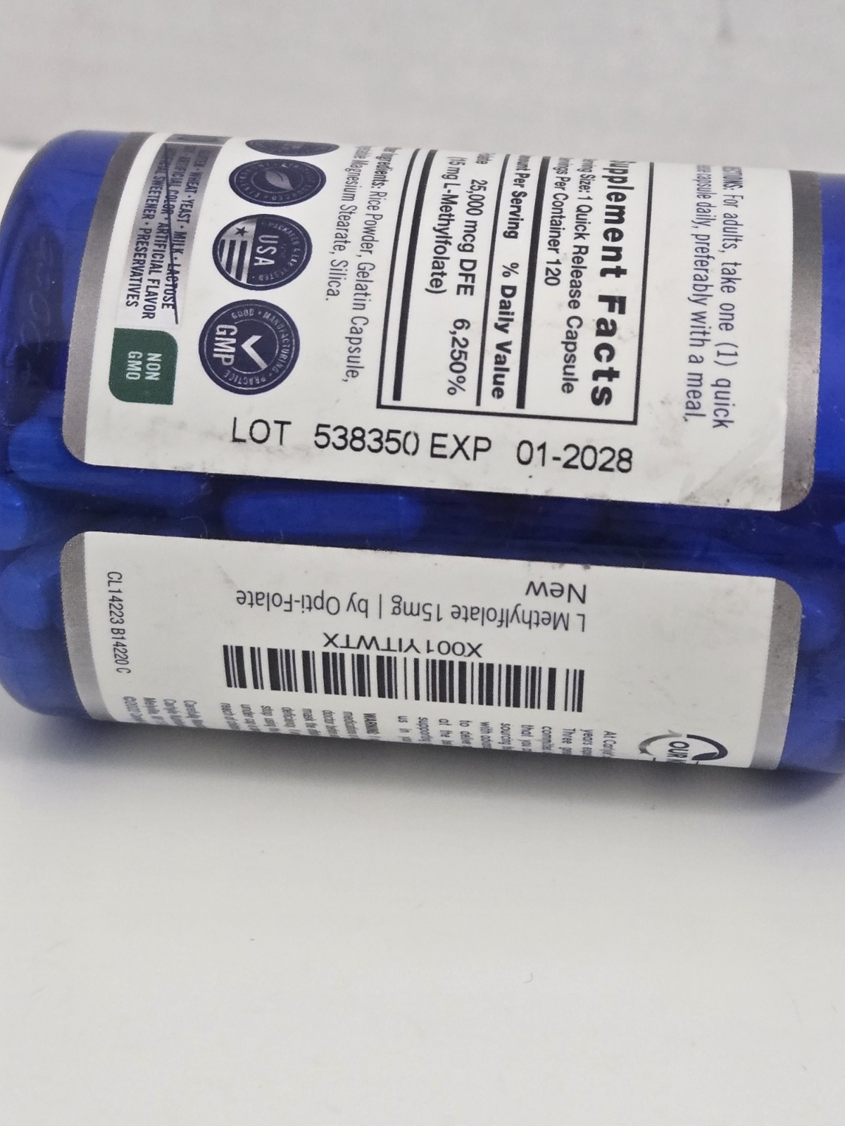 L Methylfolate 15mg 120 Capsules Opti-Folate Exp 1/28 SEALED
