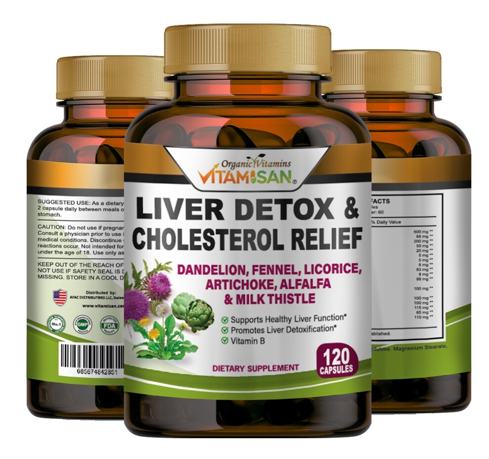 Liver Cleanse Detox Milk Thistle Extracts Silymarin, Artichoke, Dandelion, Vit B
