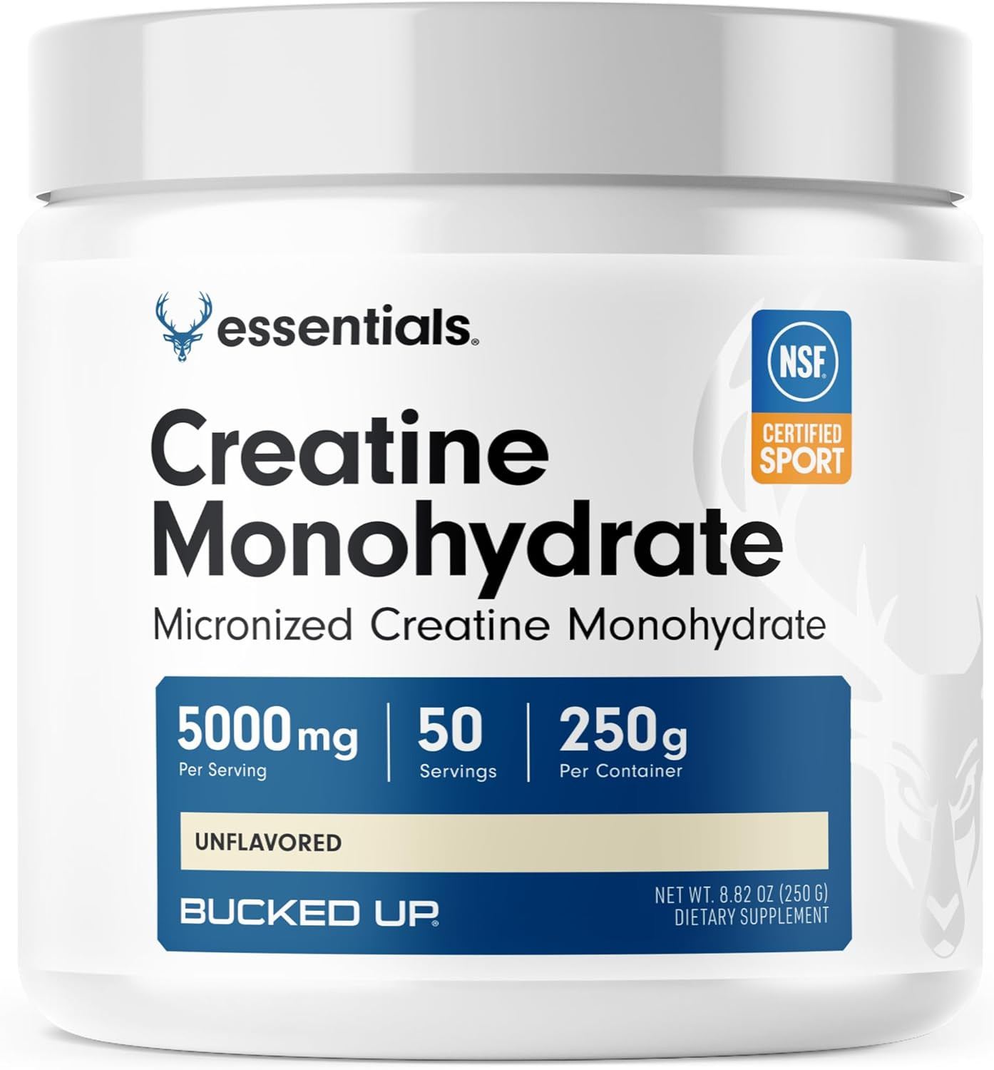 Bucked Up Micronized Creatine Powder 50 Servings Gluten Free Non Gmo