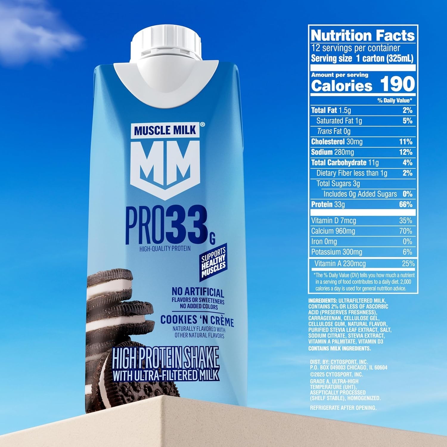 Muscle Milk Pro Series Protein Shake Cookies ‘n Creme 33g Protein 12 Pack 11oz