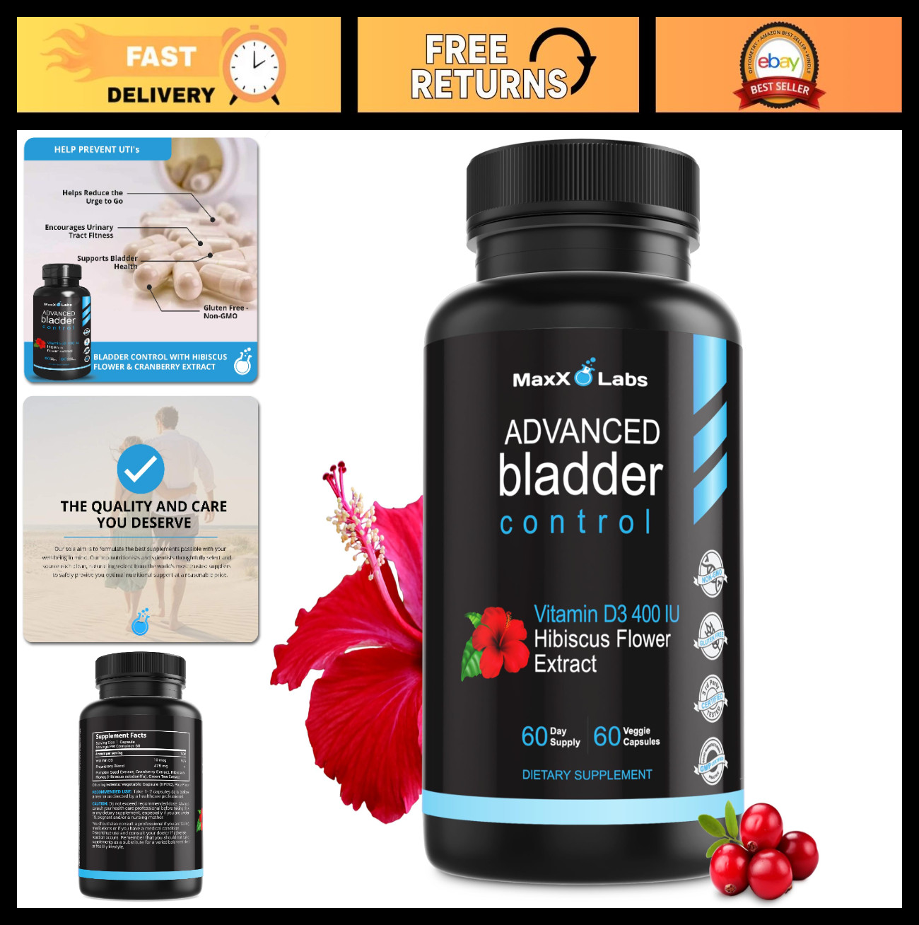 Bladder Control Supplements for Men & Women – Supports Urinary Health, 60 Ct