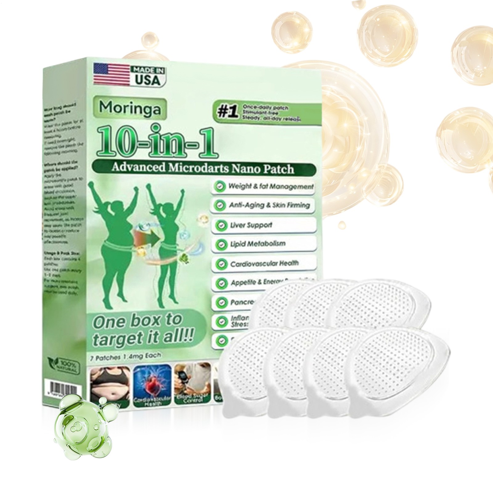 Moringa 10-IN-1 Nano Advanced Microneedle Patch Slimming – 7pcs/box (1-5 BOX)