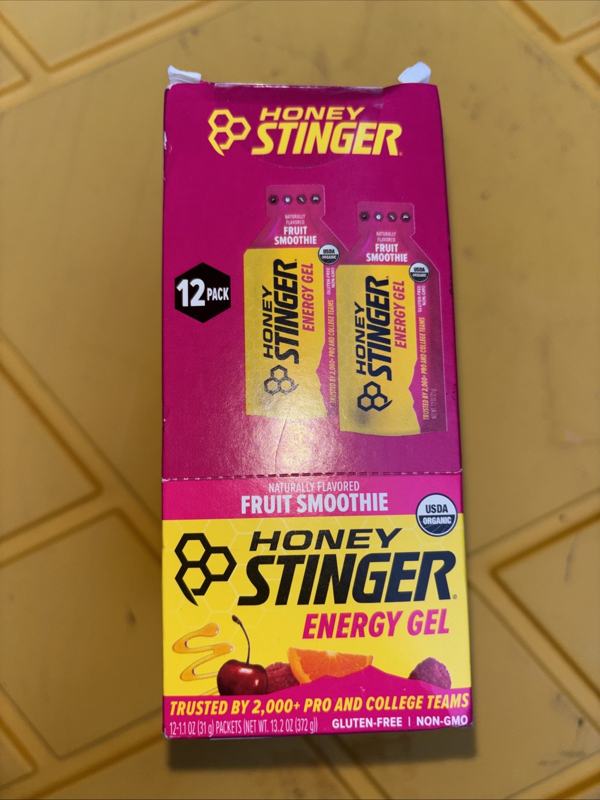 Box of 12 Honey Stinger Energy Gel Fruit Smoothie Flavor 1.1 OZ each 12/2026