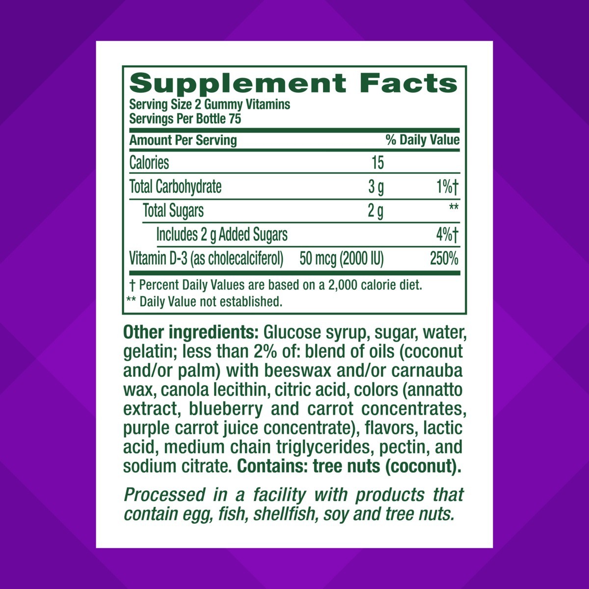 Vitafusion Vitamin D3 Gummy Vitamins – Peach, Blackberry and Strawberry – 150ct