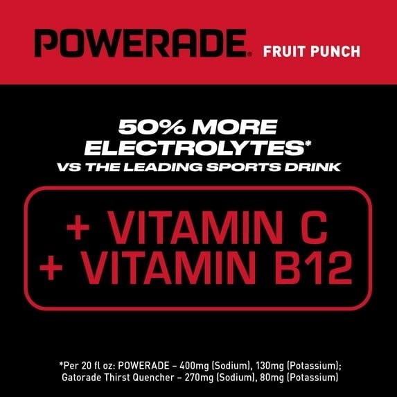 POWERADE Fruit Punch Electrolyte Sports Drink 20 fl oz 8 Pack Bottles