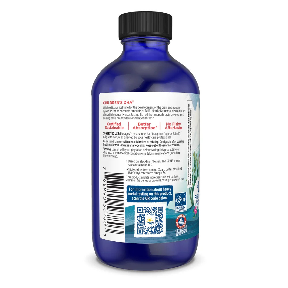 Nordic Naturals Children’s DHA Liquid – Omega-3 DHA Oil For Kids, 4 oz.
