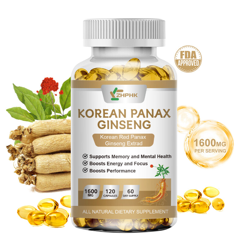 Red Korean Panax Ginseng 1600mg 120 Capsules – Energy/Endurance/Memory/Sex Drive