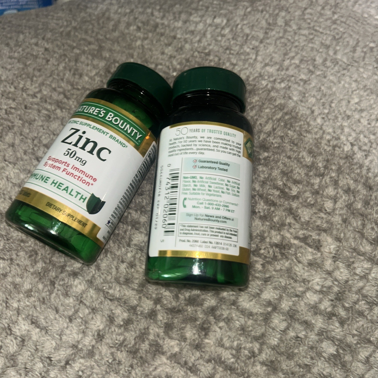 2 ~ Zinc Supports Immune System Function Dietary Supplement 50 mg Caplets 100 Ct
