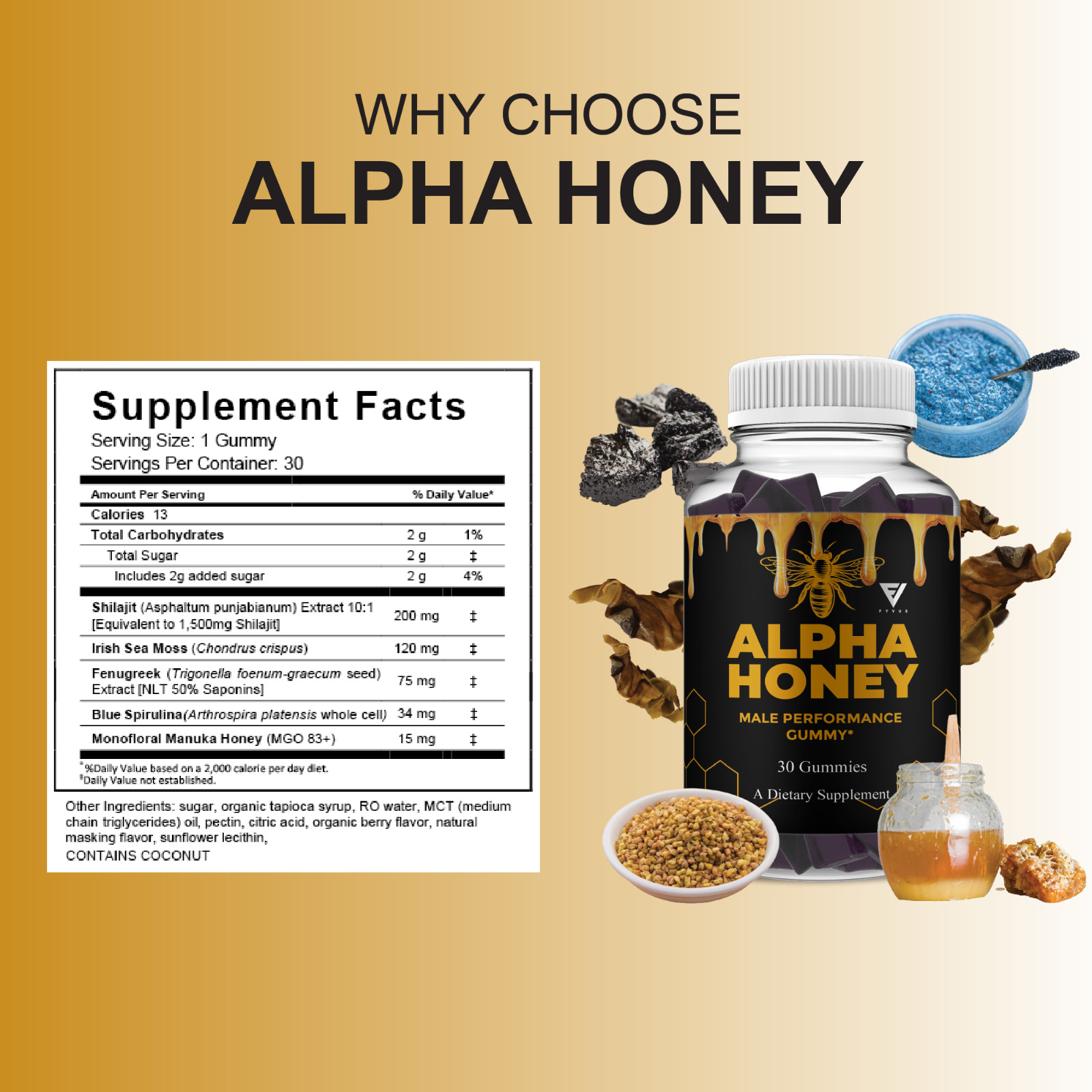 (5 Pack) Alpha Honey Performance Gummies, AlphaHoney Supplement (150 Gummies)
