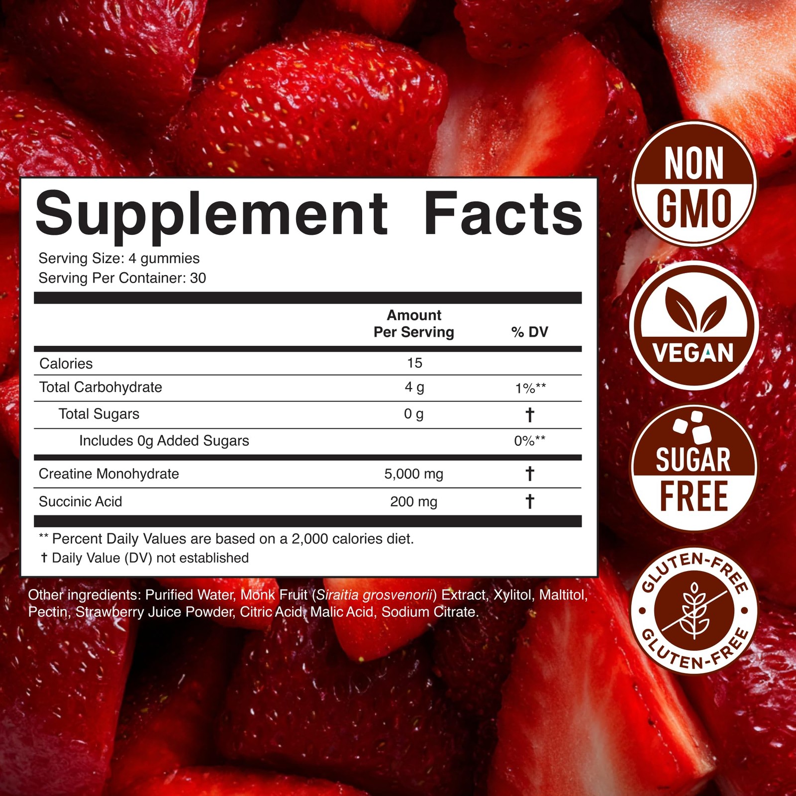 Secret Element Creatine Monohydrate Gummies 5000 Mg Per Serving Sugar Vegan