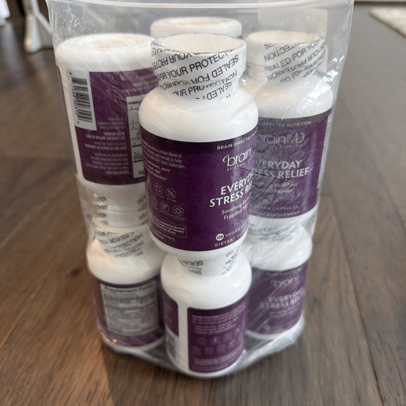 BrainMD Everyday Stress Relief Capsules, 120ct, Vegan Capsules (6 bottles)