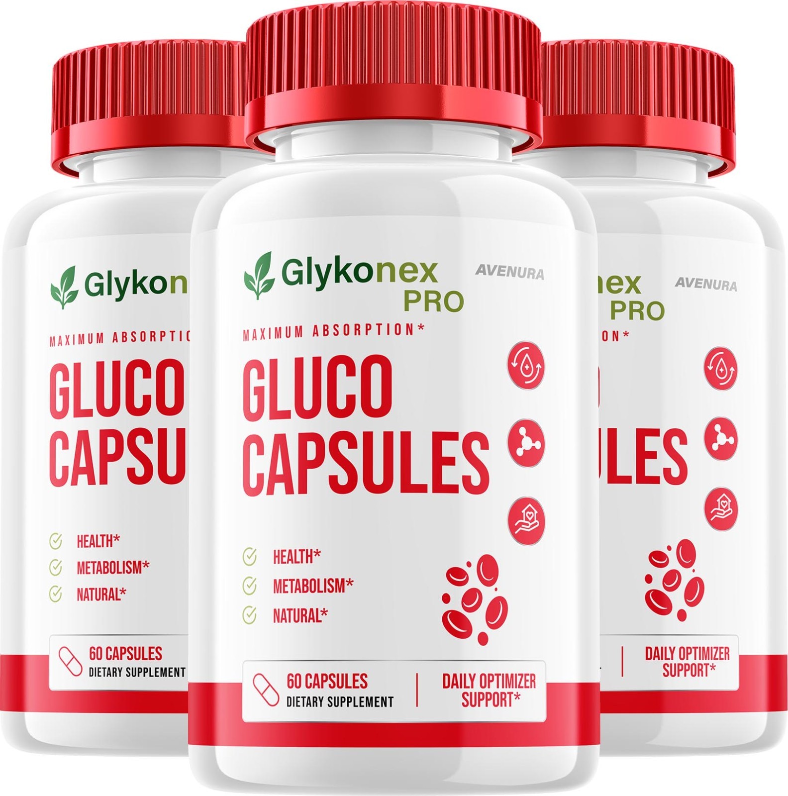 (3 Pack) Glykonex Pro Capsules – Glyko Nex Pills Advanced Formula Natural Blend