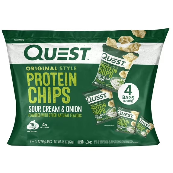 Sour Cream & Onion Protein Chips, 1.1 oz Bags (4 Pack) Free Shipping in 2 Days..