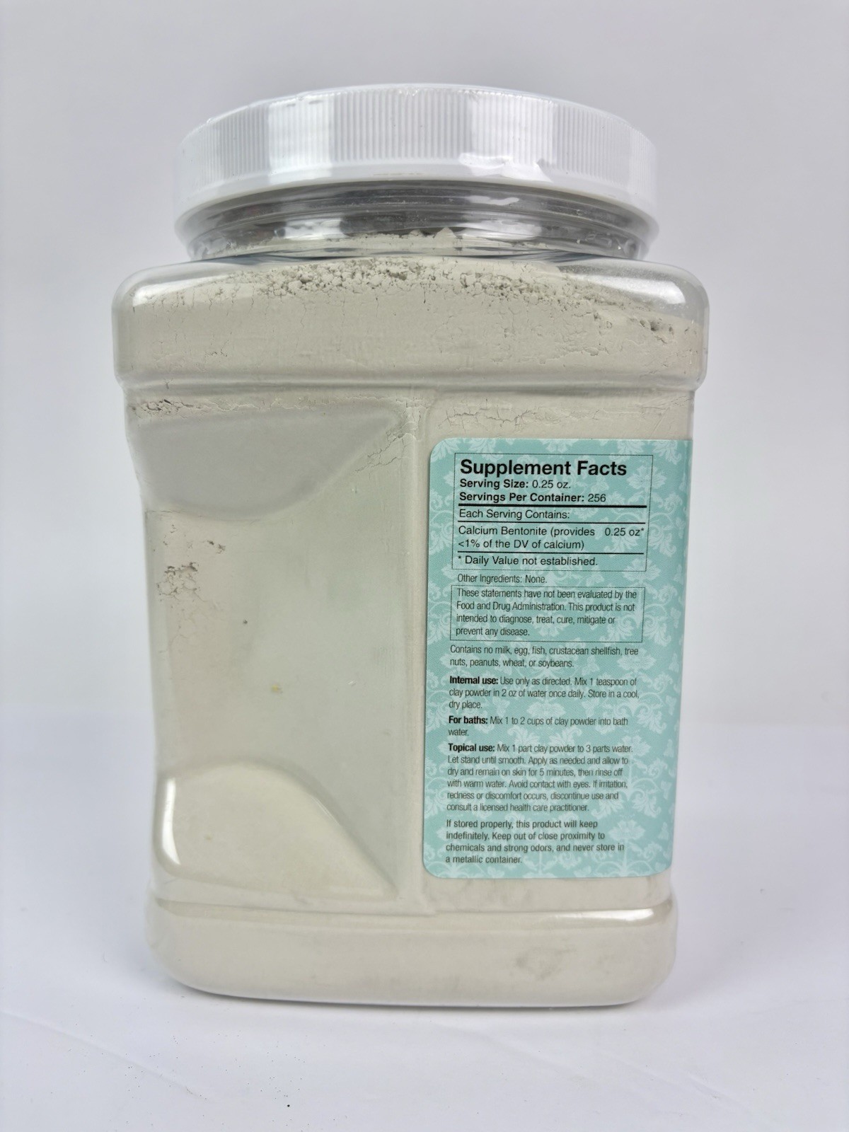 NOS Living Clay Detox Clay Pwd Calcium Bentonite Dietary Supplement 1/2 Gal 4lbs